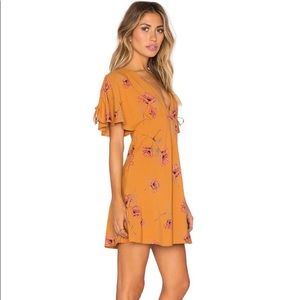 Free People Drapey Melanie Printed Mini Dress Mustard Floral 0
